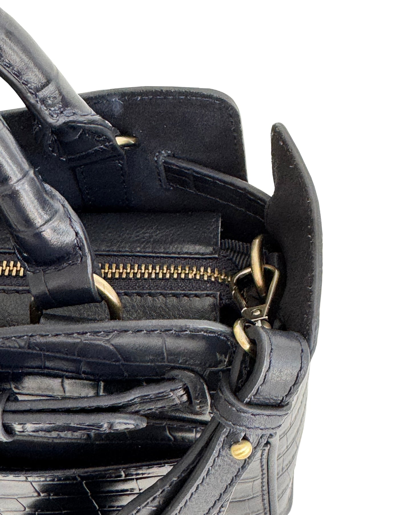 Ambridge Navy Croc Leather Handheld Bag