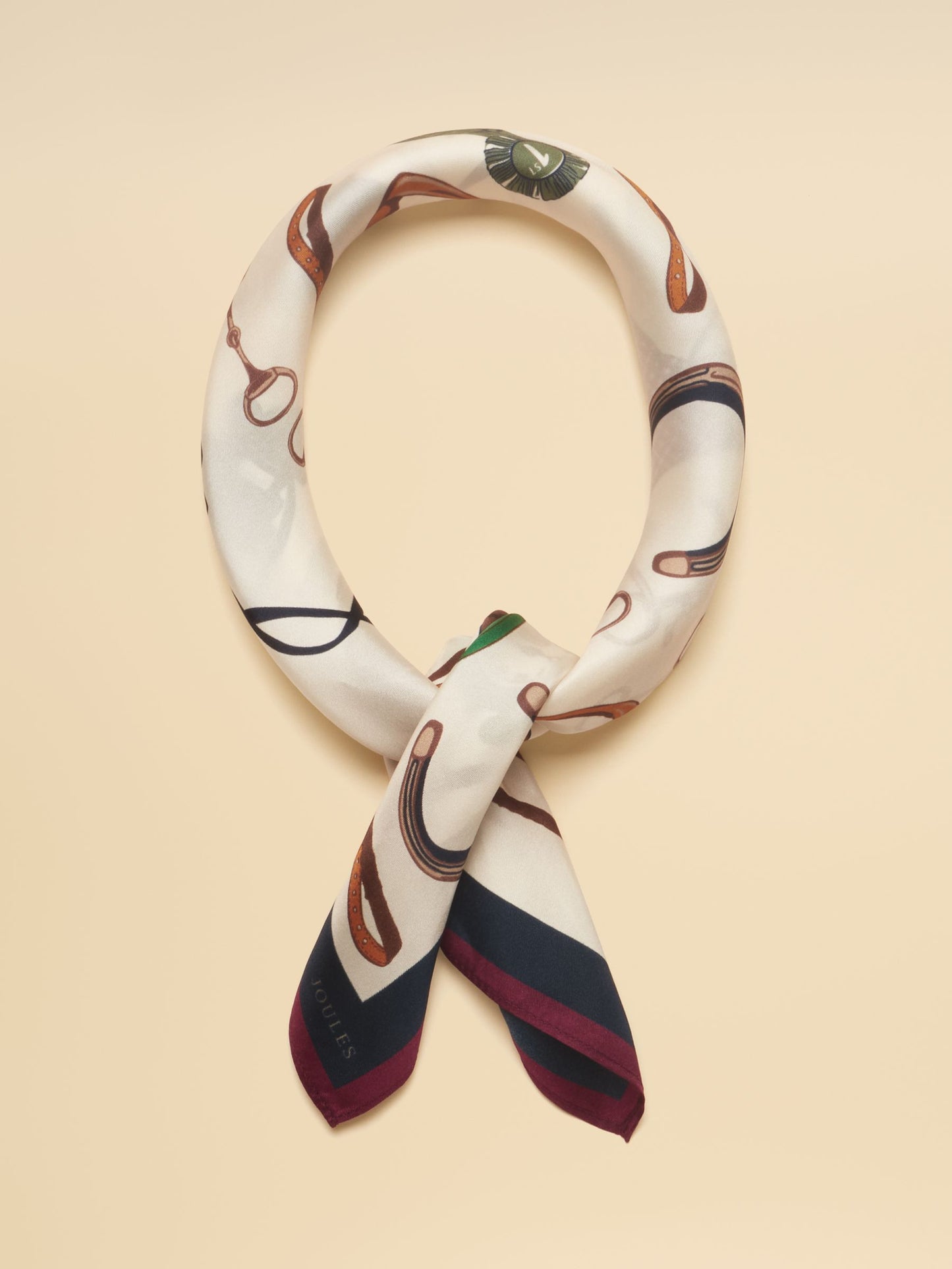 Elsie cream navy equestrian silk scarf