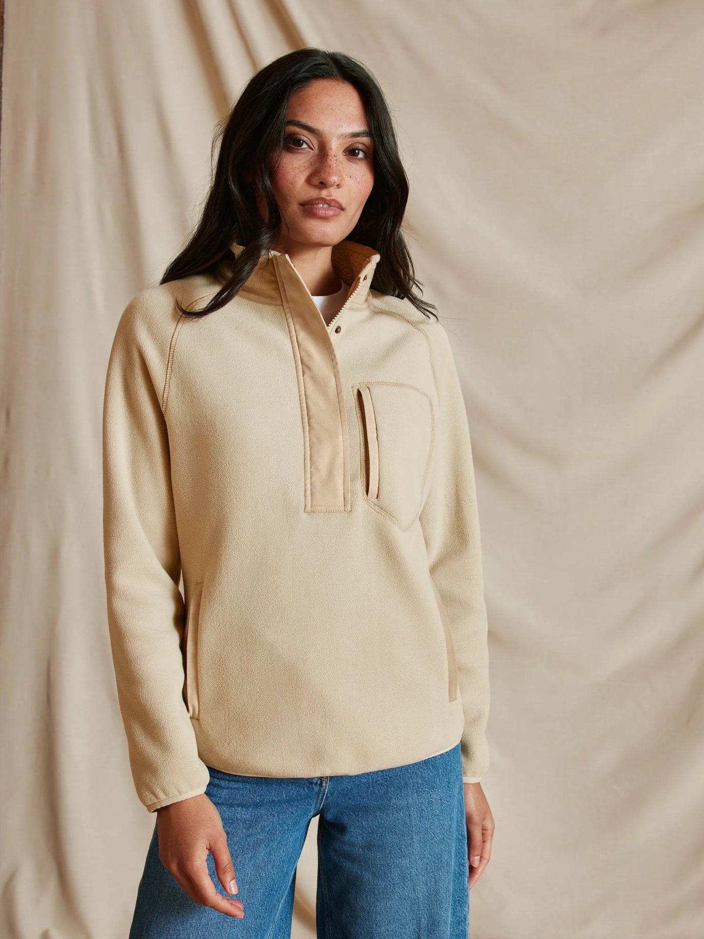 The Aria 1/4 Zip Fleece Oatmeal