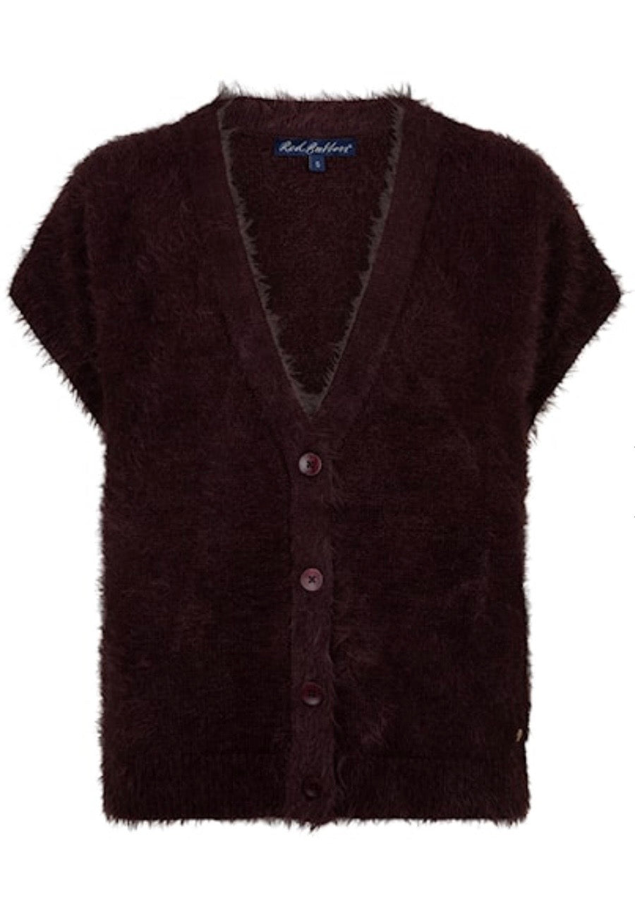 Sleeveless fuzzy Burgandy