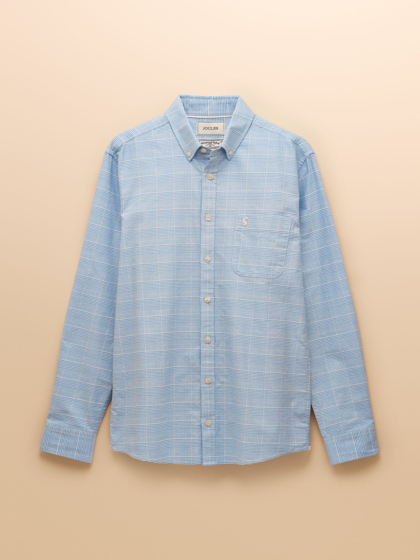 Classic Fit Light Blue Check Long Sleeve Cotton Oxford Shirt