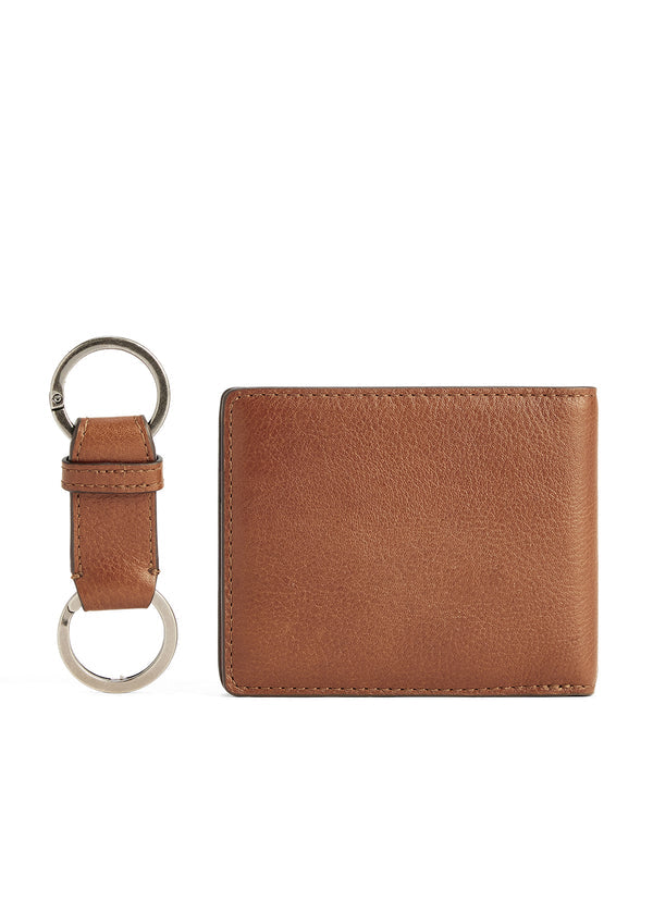 Wallet & Keyring Gift Set Tan