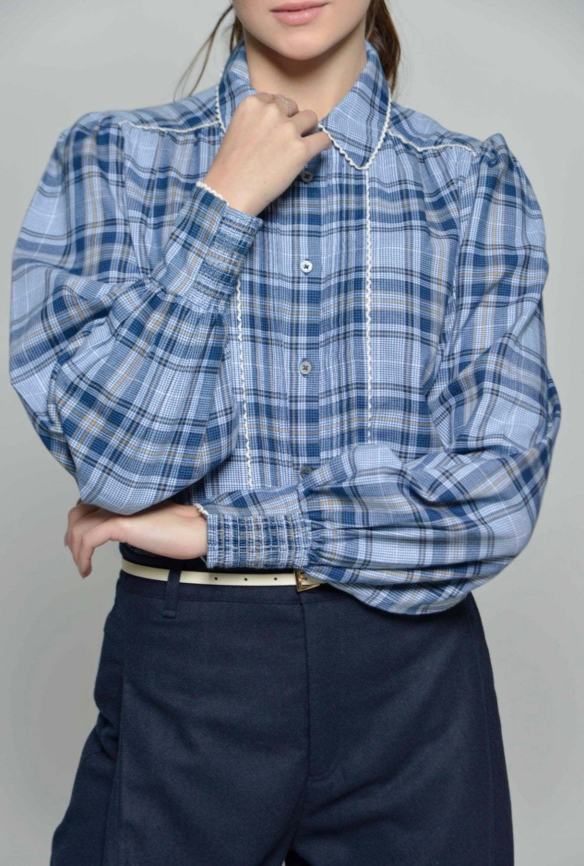 Mariella Blue Check Blouse