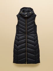 Pembury Navy Longline Showerproof Padded Gilet with Hood