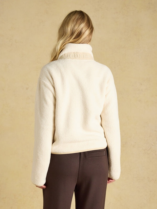 Cream Green Cropped Quarter Zip Fleece