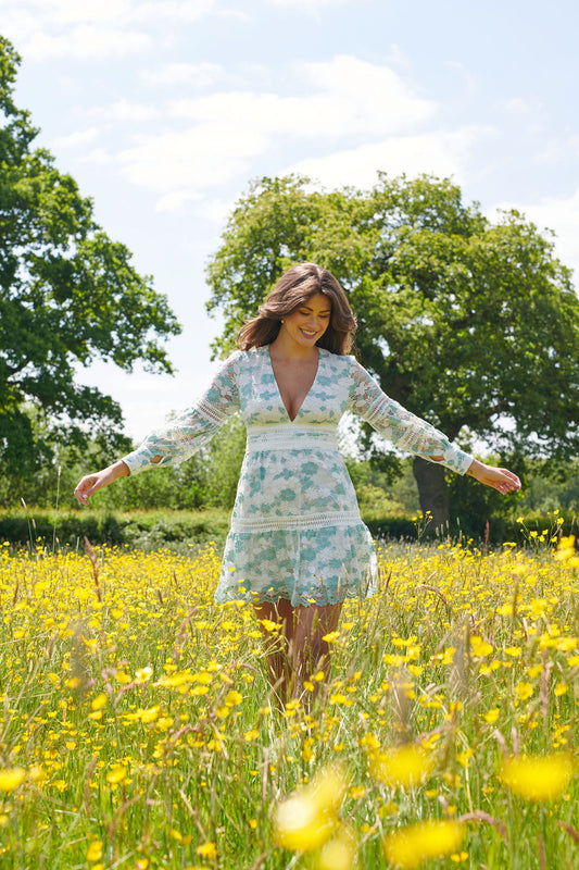 THE CABO LACE MINI DRESS MINT