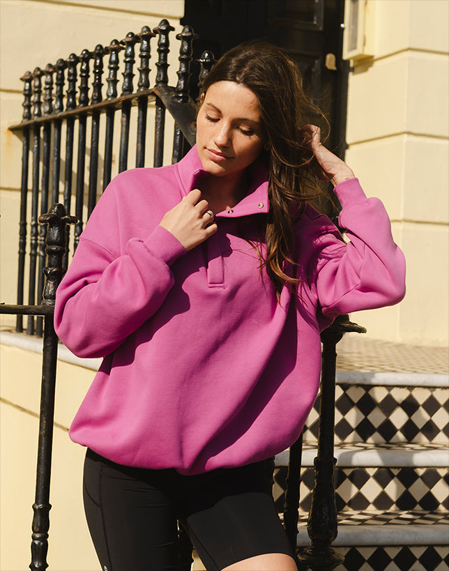 Snap Collar Sweatshirt Crisp Pink