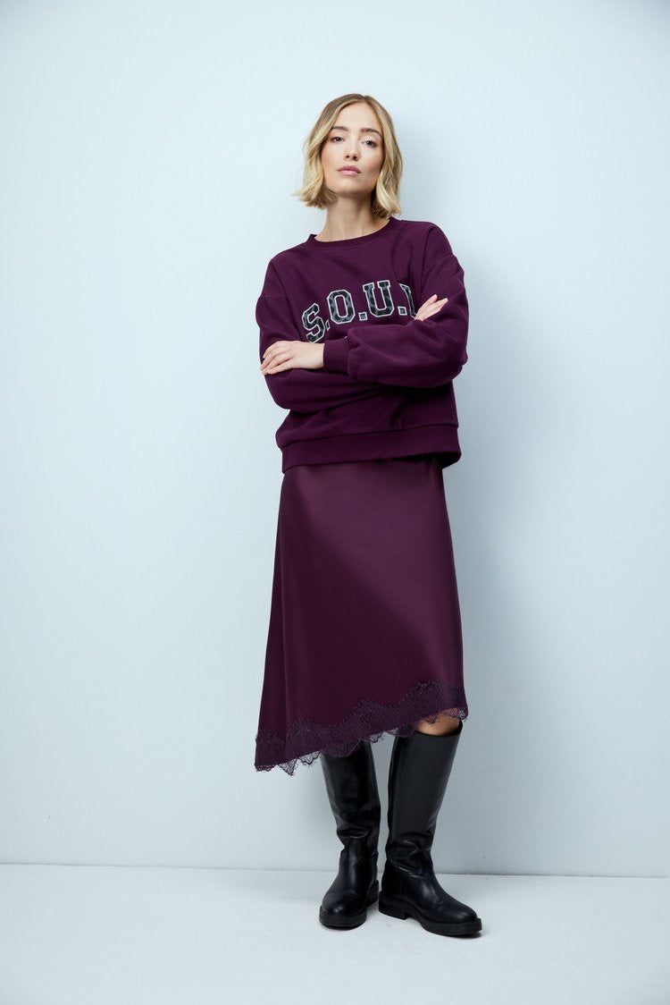Relaxed College Sweatshirt Plum