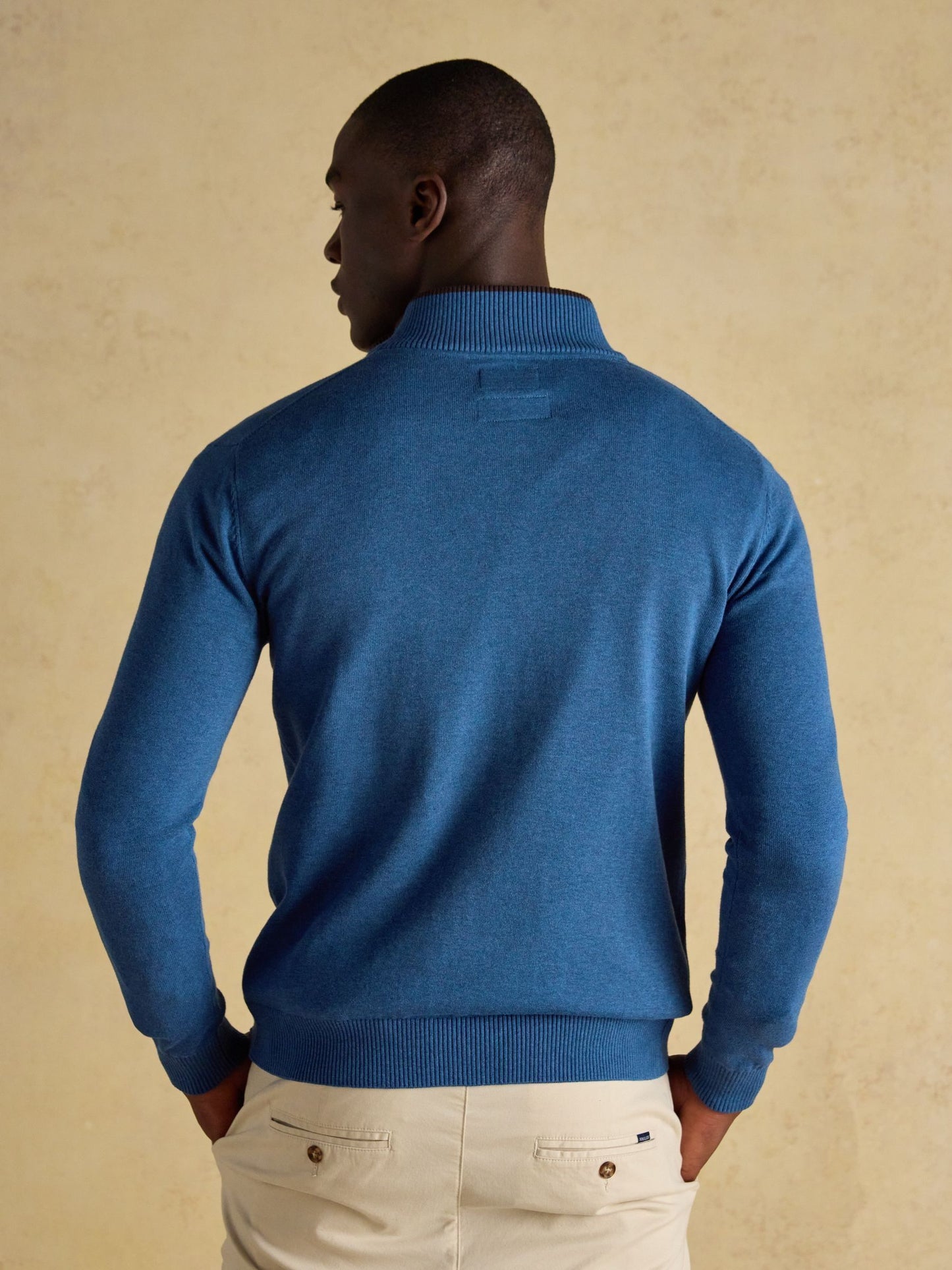 Hillside Blue Quarter Zip Knitted Jumper Blue