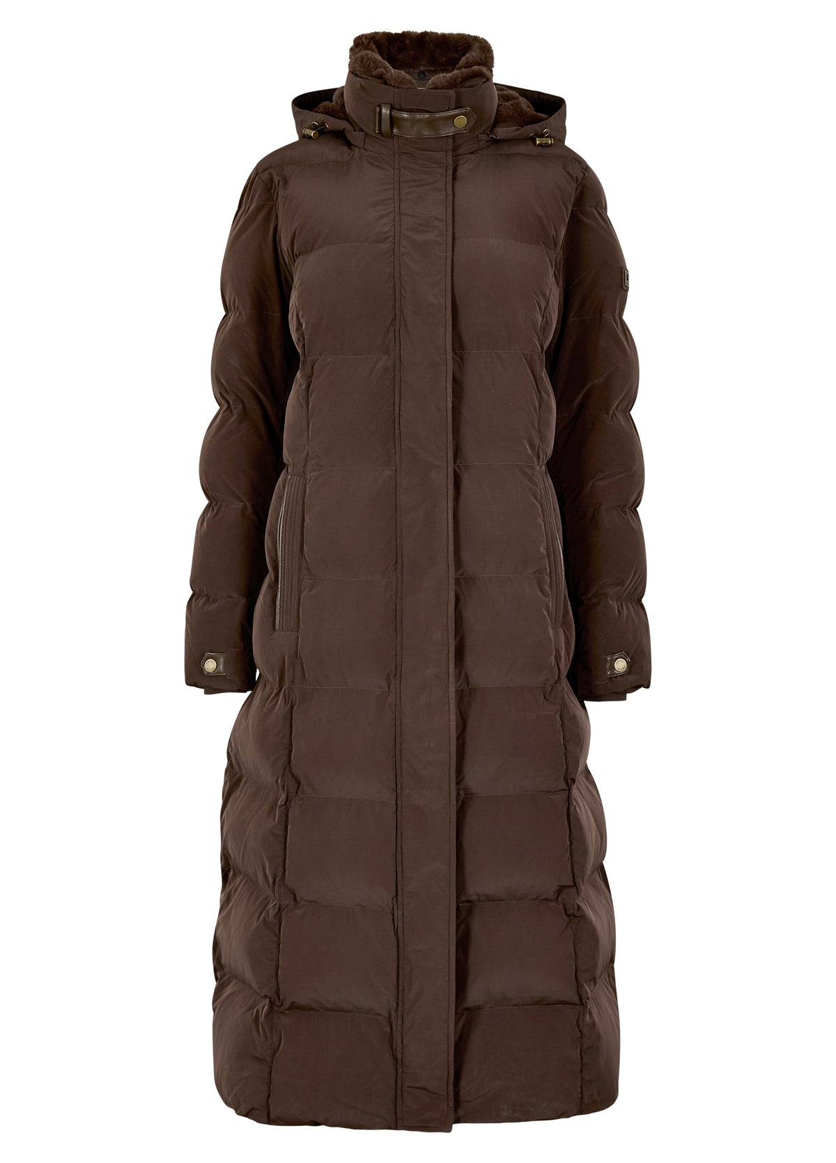 Aldborough Womens full length technical down jacket - Mahogany