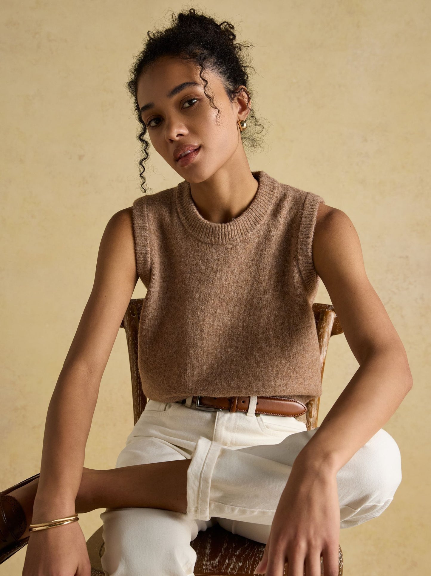 Holly Knitted Vest Tan