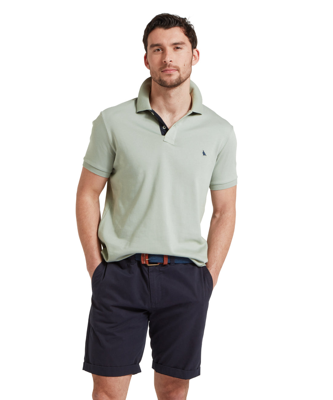 St Ives Jersey Polo Aqua Grey