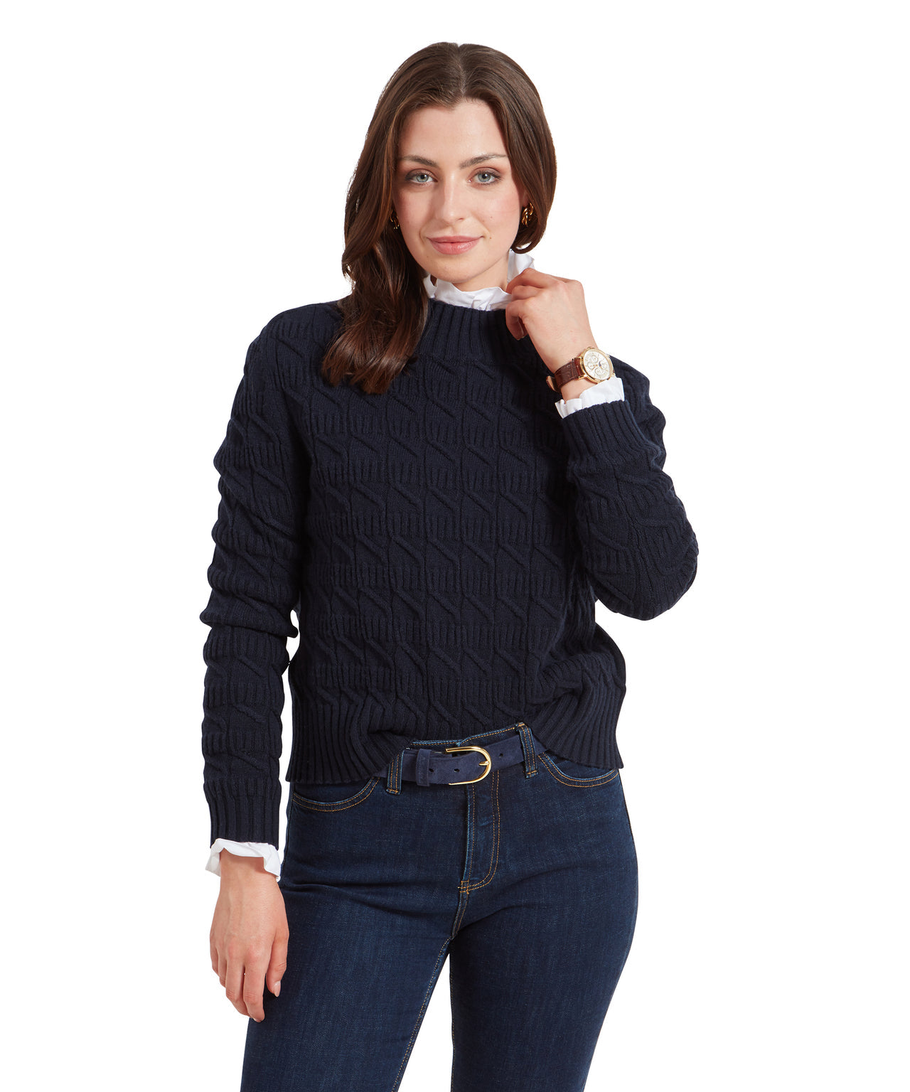 Sandsend Cable Jumper Navy