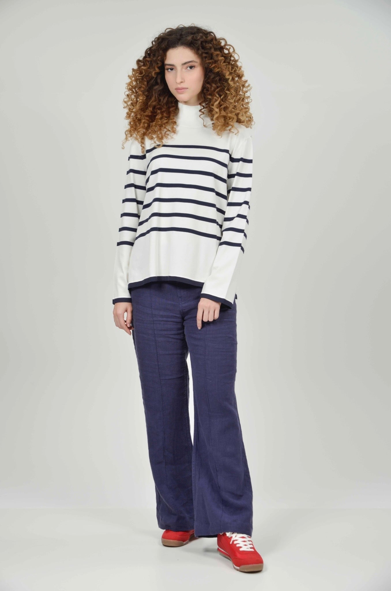 Doris White Stripe Jumper