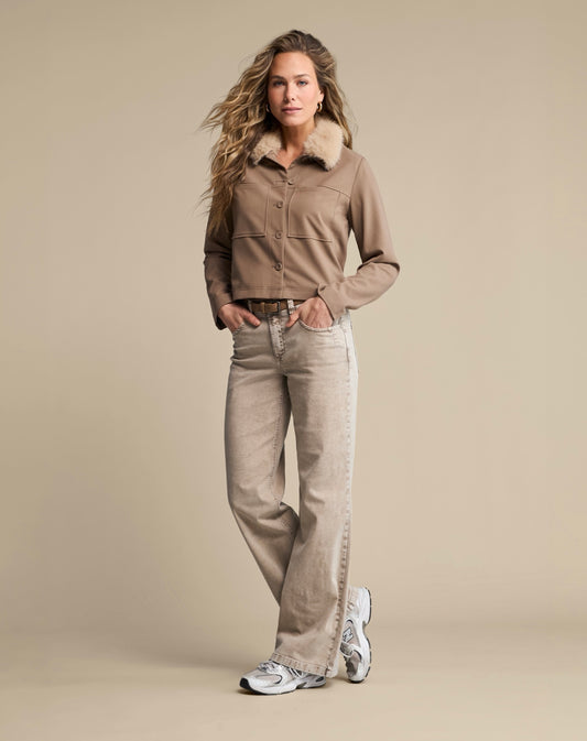 Colette & Belt Washed Twill Colour Jean Truffle