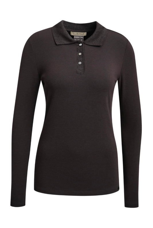 Fitted Polo Longsleeve Dark Chocolate