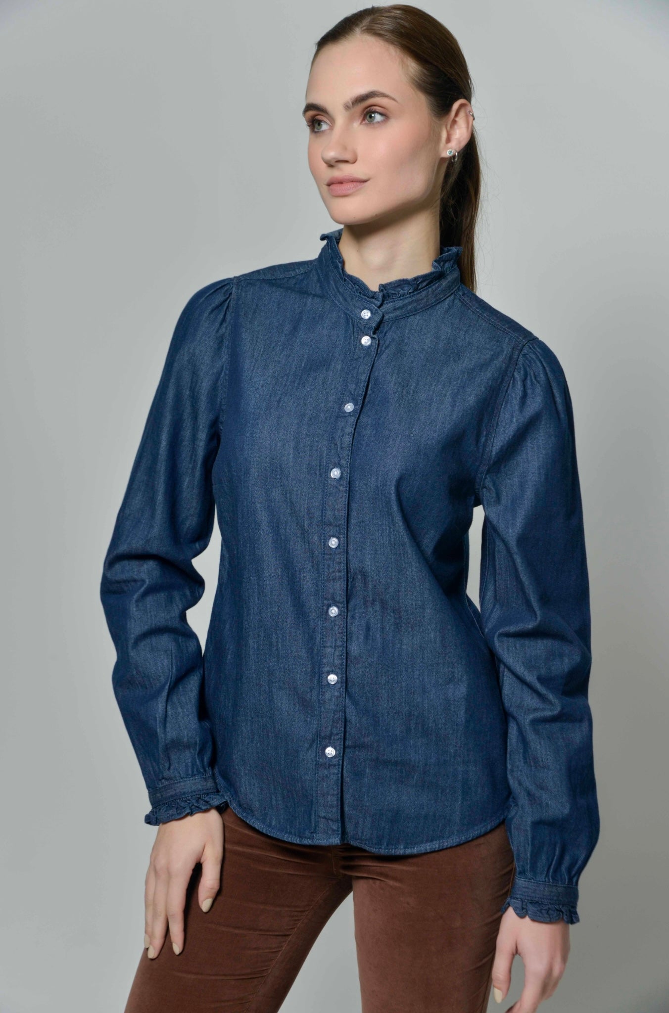 Abbey Denim Frill Blouse