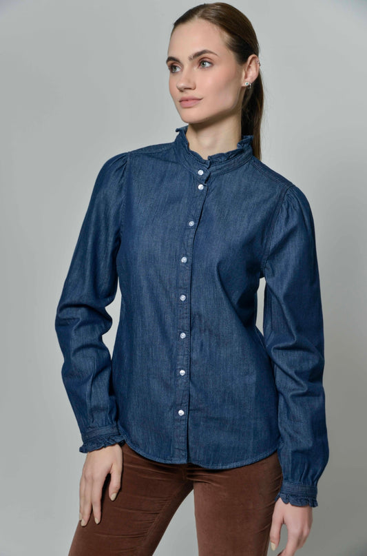 Abbey Denim Frill Blouse