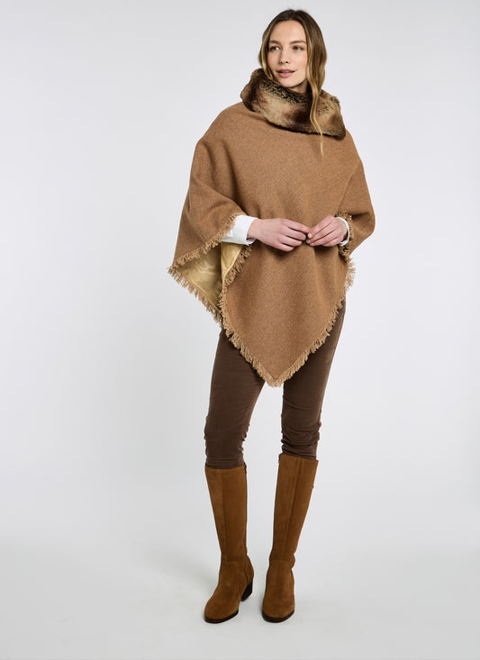 Silverfir Women's Tweed Poncho - Camel Thistle