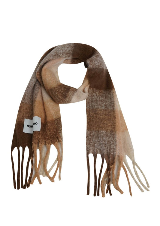 Knit Scarf Beige Print