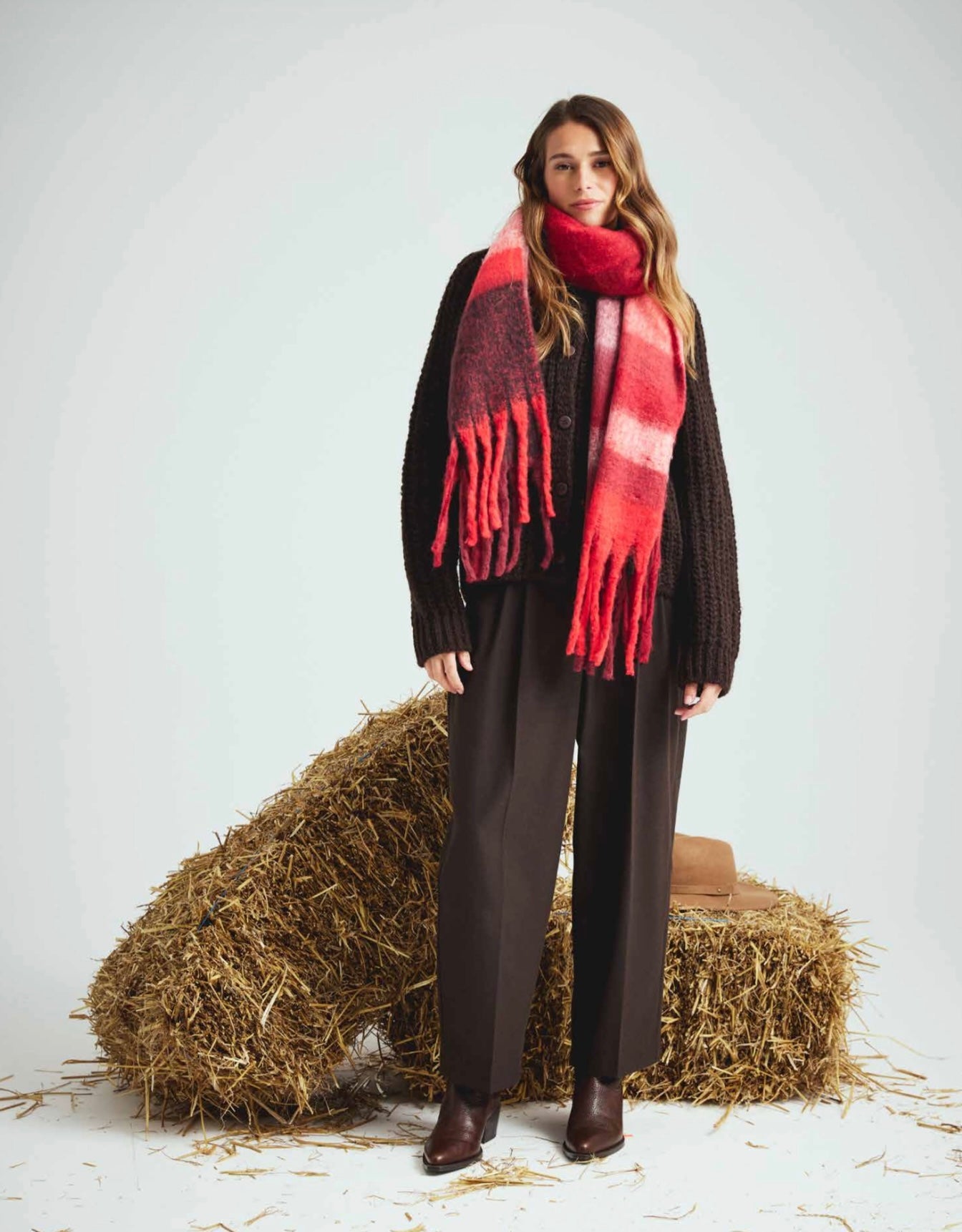 Cropped Straight Pants Dark Choc