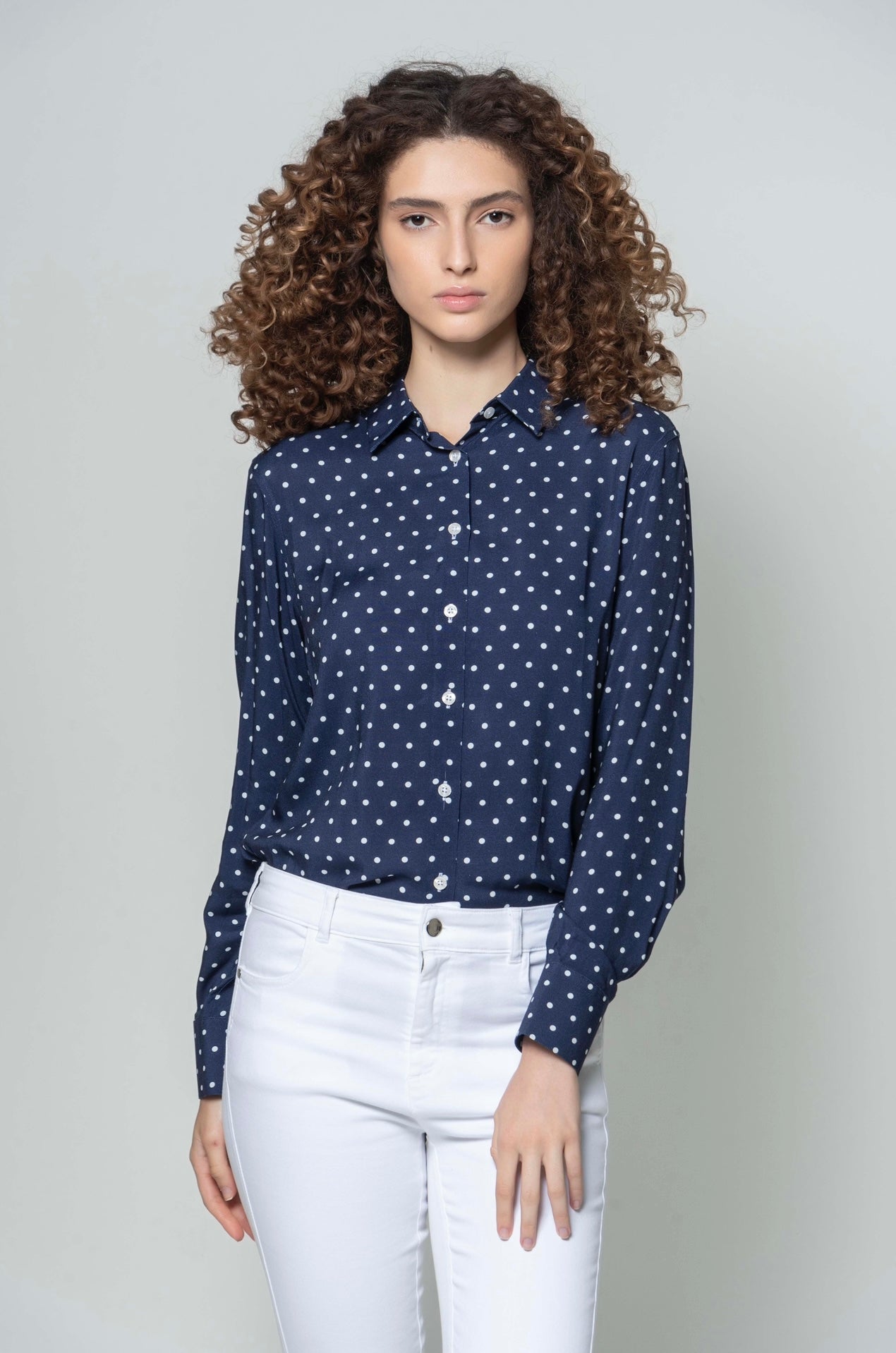 Lydia Navy Polka Dots