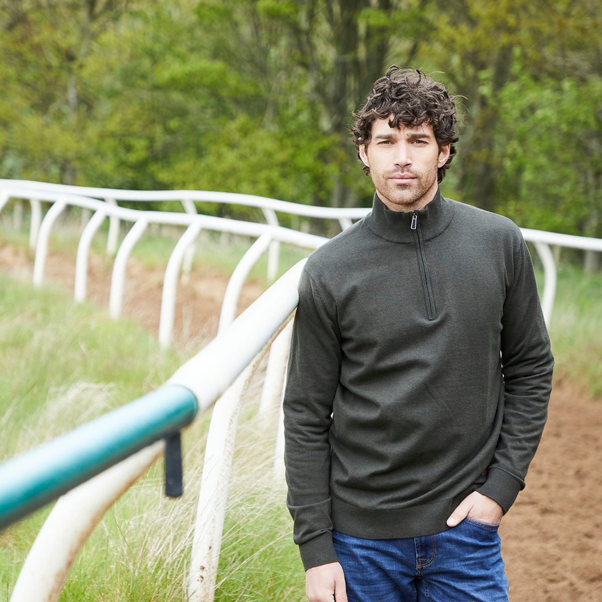 Men’s Hartland 1/4 Zip Knit Deep Forest