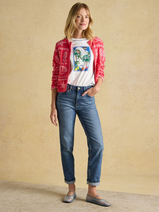 Mid Blue Straight Fit Slim Mid Rise Jeans