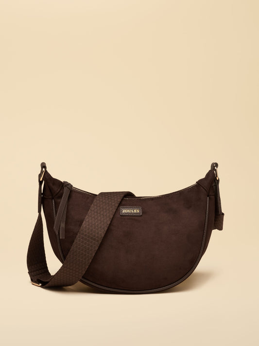 Suedette Chocolate Brown Moon Cross Body bag