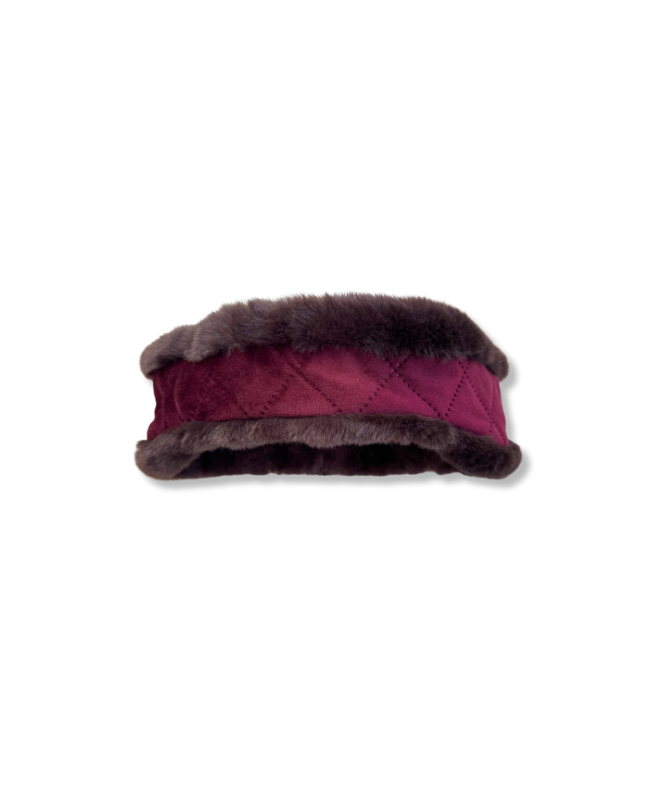Wilding Reversible Velvet & Faux Fur Headband Merlot & Choc