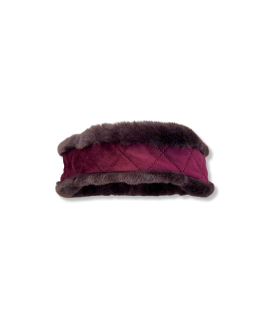 Wilding Reversible Velvet & Faux Fur Headband Merlot & Choc