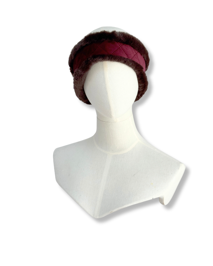Wilding Reversible Velvet & Faux Fur Headband Merlot & Choc
