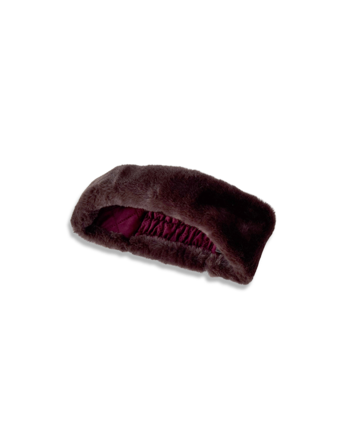Wilding Reversible Velvet & Faux Fur Headband Merlot & Choc