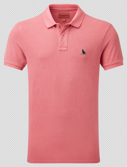 St Ives Garment Dyed Polo Shirt Coral