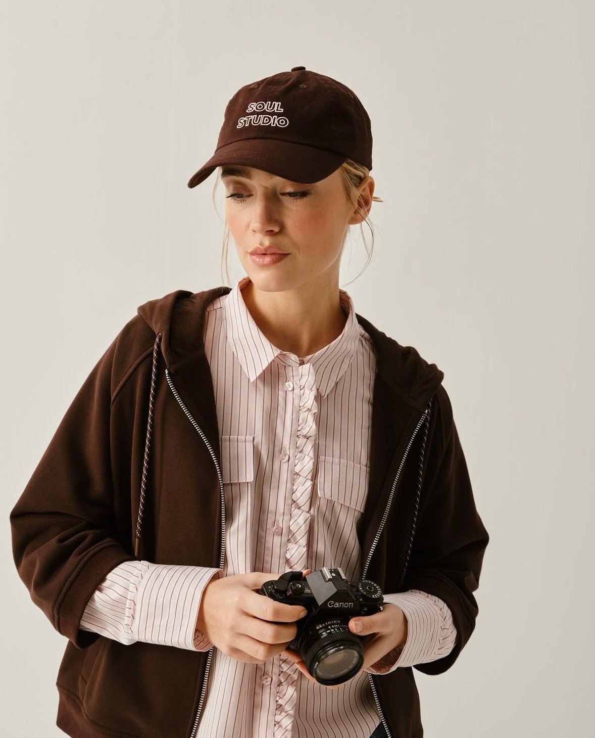 Cropped Stripe Blouse Ruffle Edge