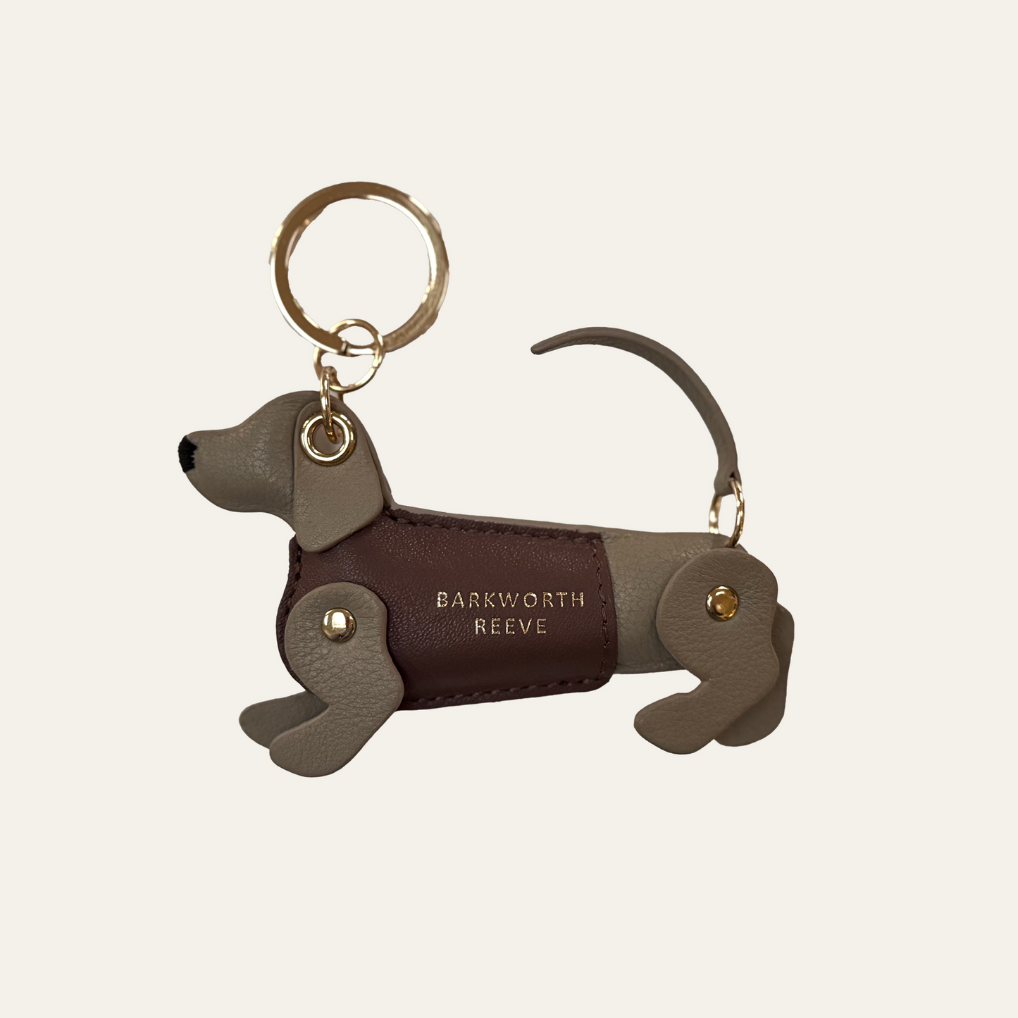 Sausage Dog Keyring Isabella Grey & Dark Pink Leather