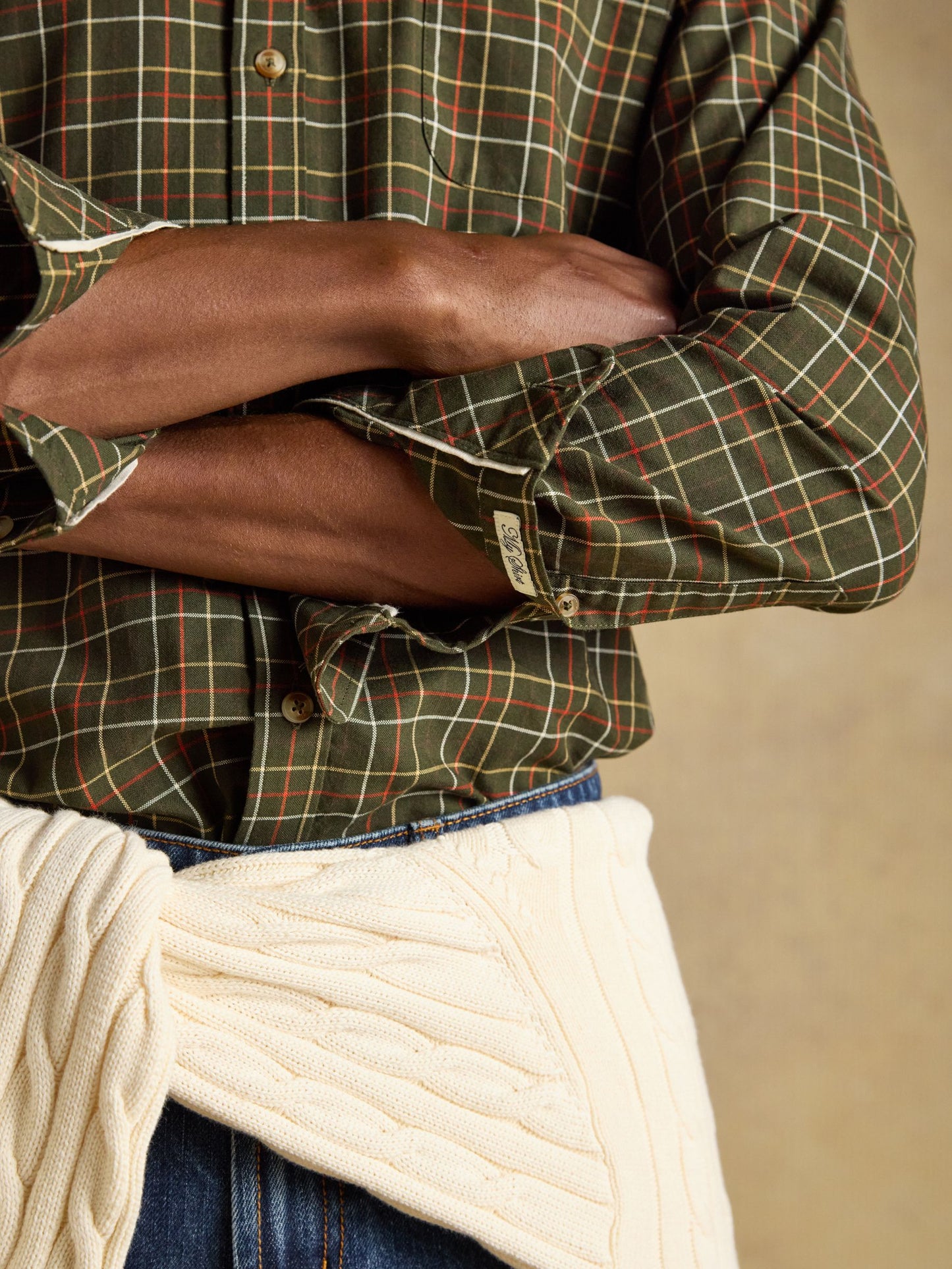 Green Checked Classic Fit Cotton Oxford Shirt