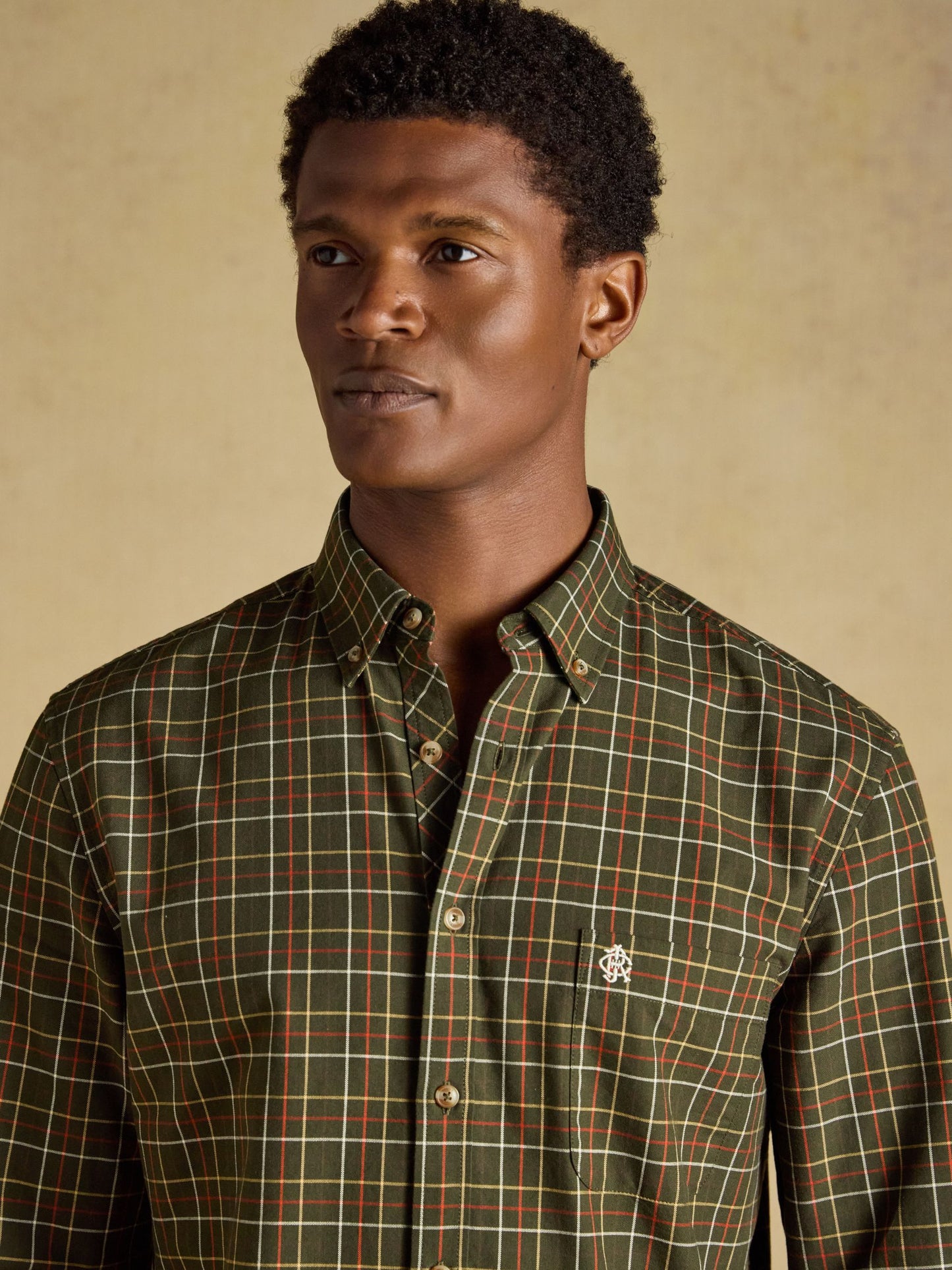 Green Checked Classic Fit Cotton Oxford Shirt