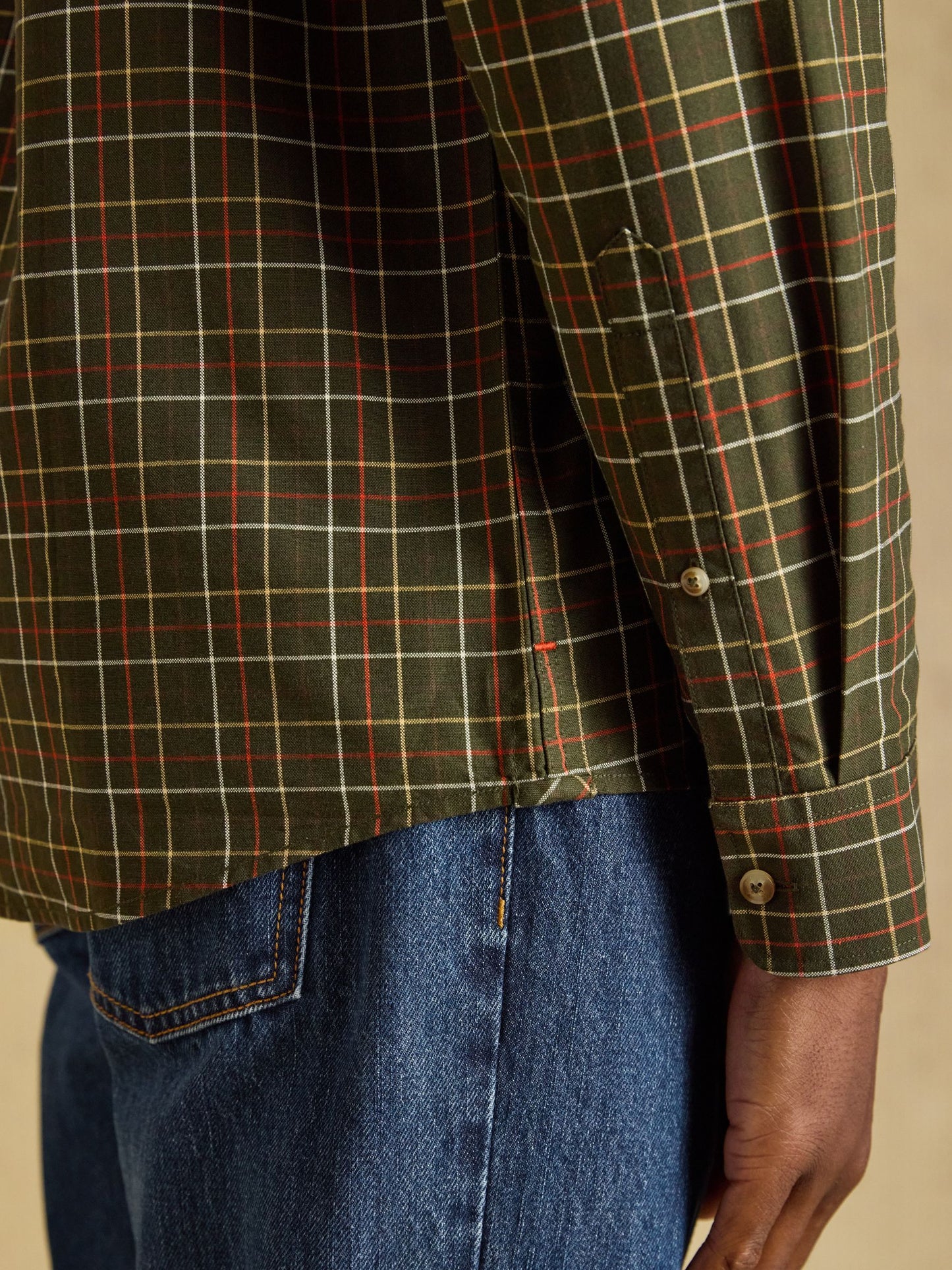 Green Checked Classic Fit Cotton Oxford Shirt