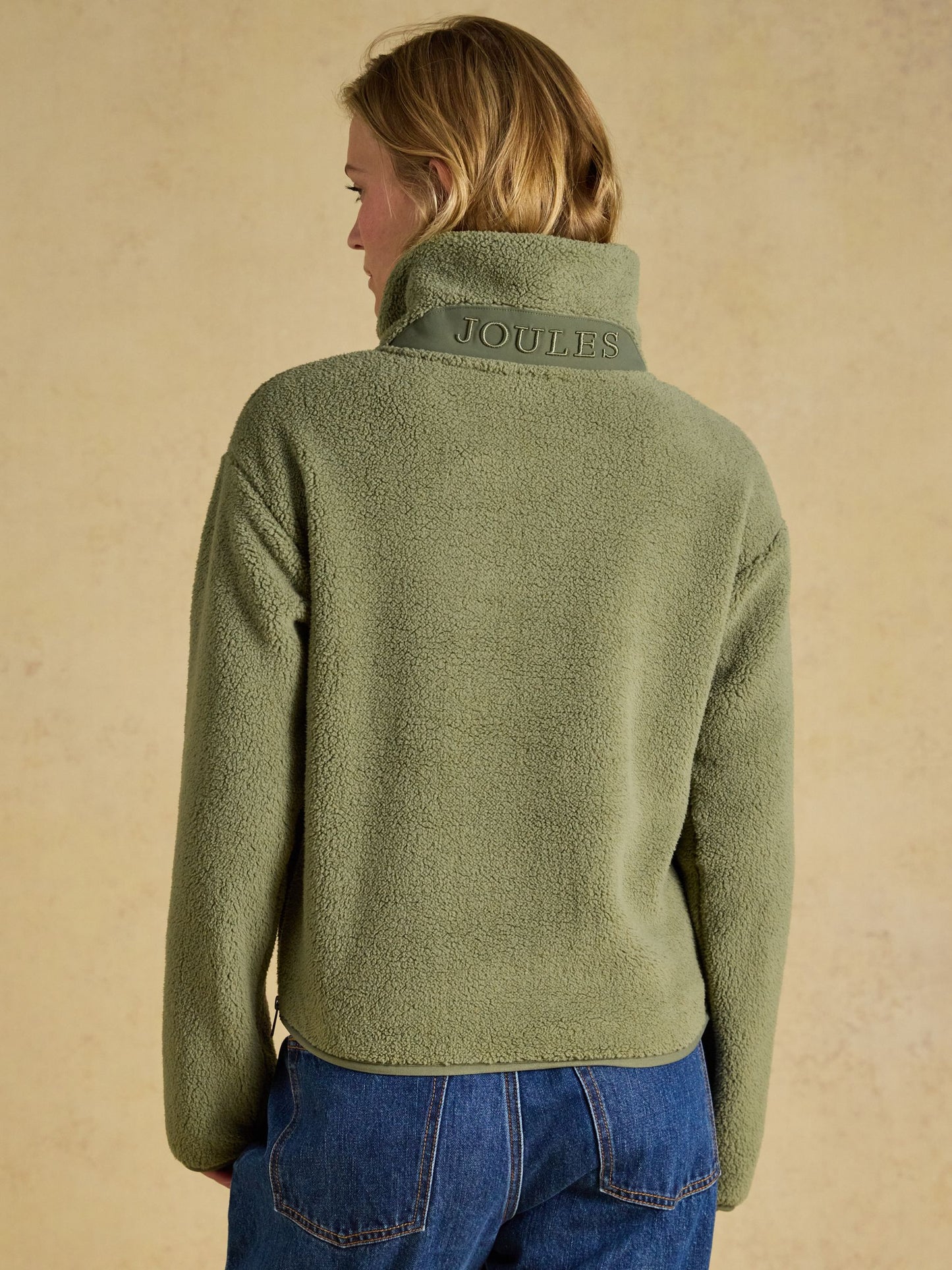 Olive Green Cropped Quarter Zip Fleece