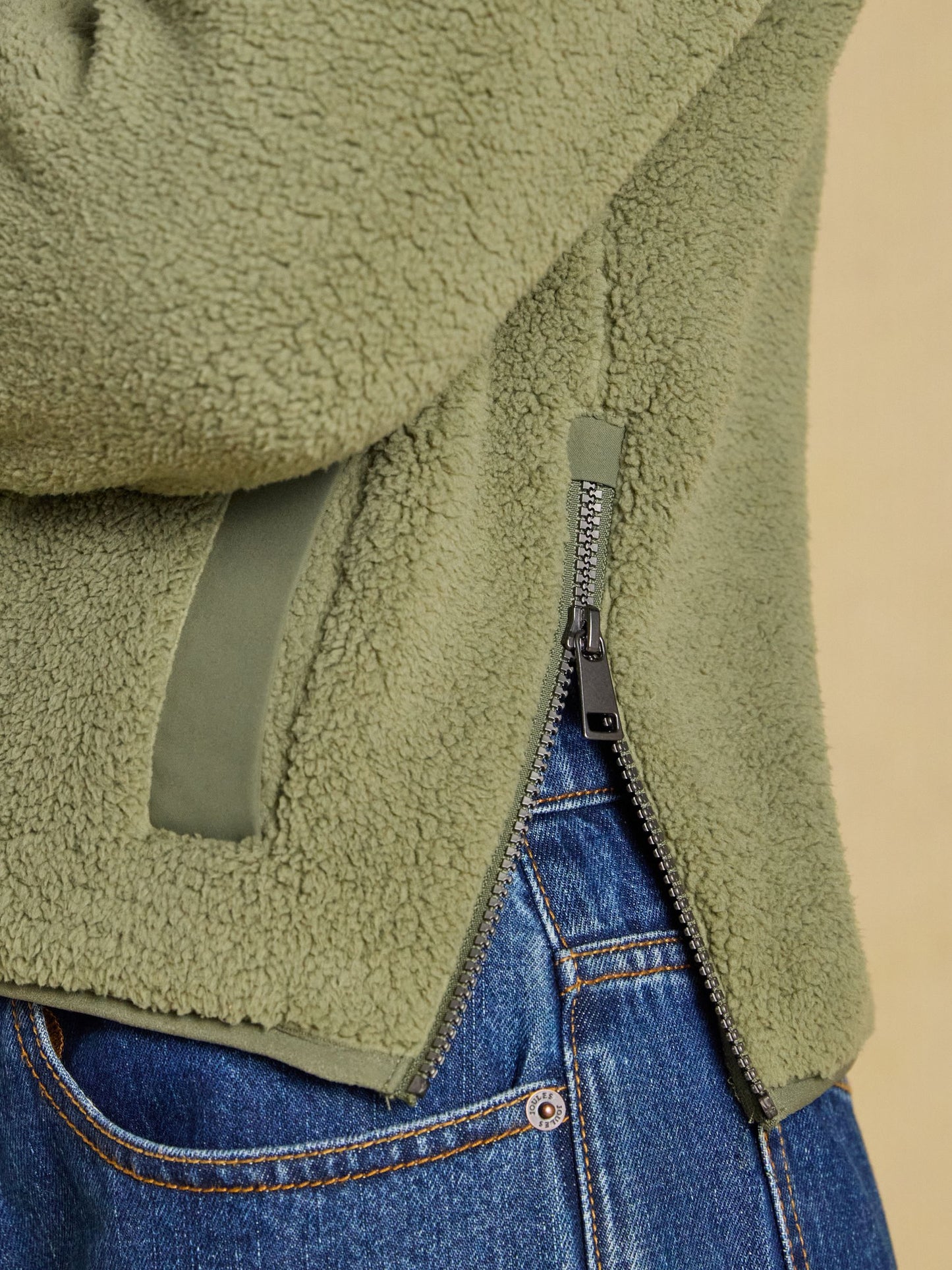 Olive Green Cropped Quarter Zip Fleece