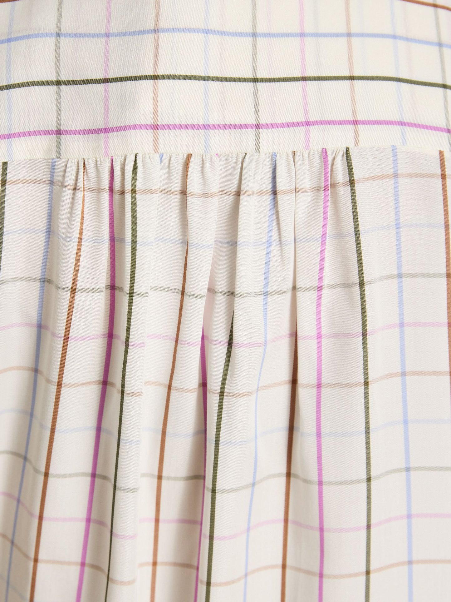 Tabby Cream Check Tie Neck Blouse