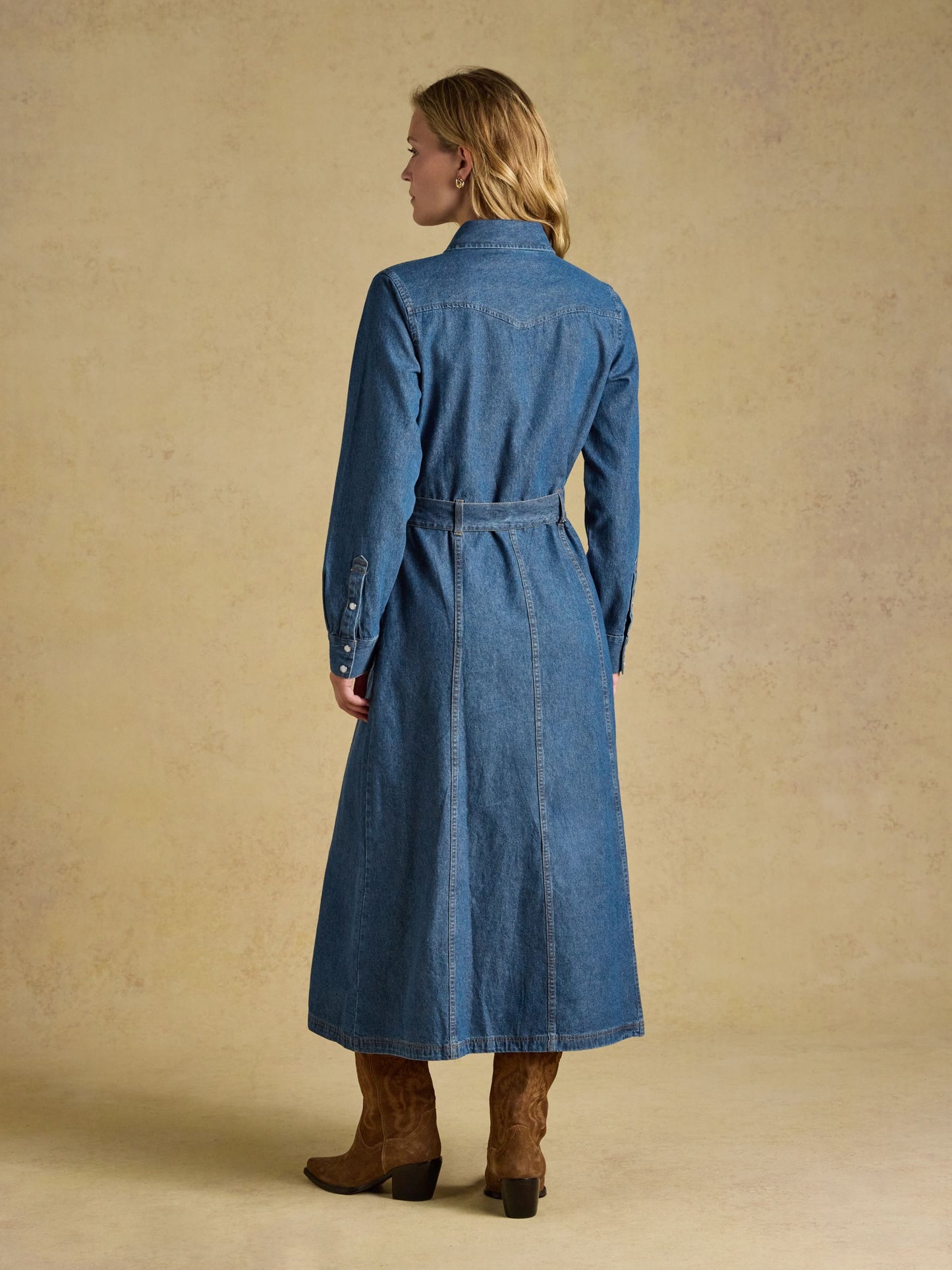 Denim Blue Tie Waist Shirt Dress