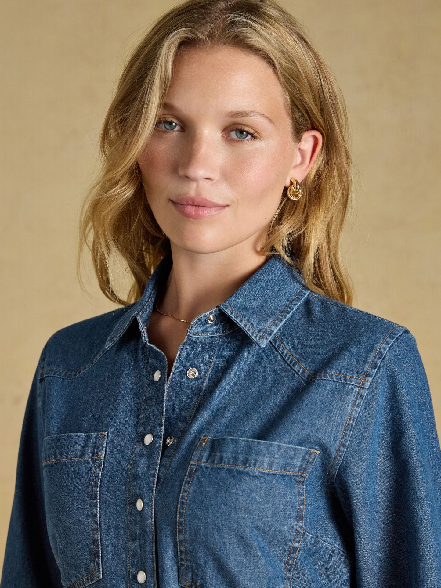 Denim Blue Tie Waist Shirt Dress