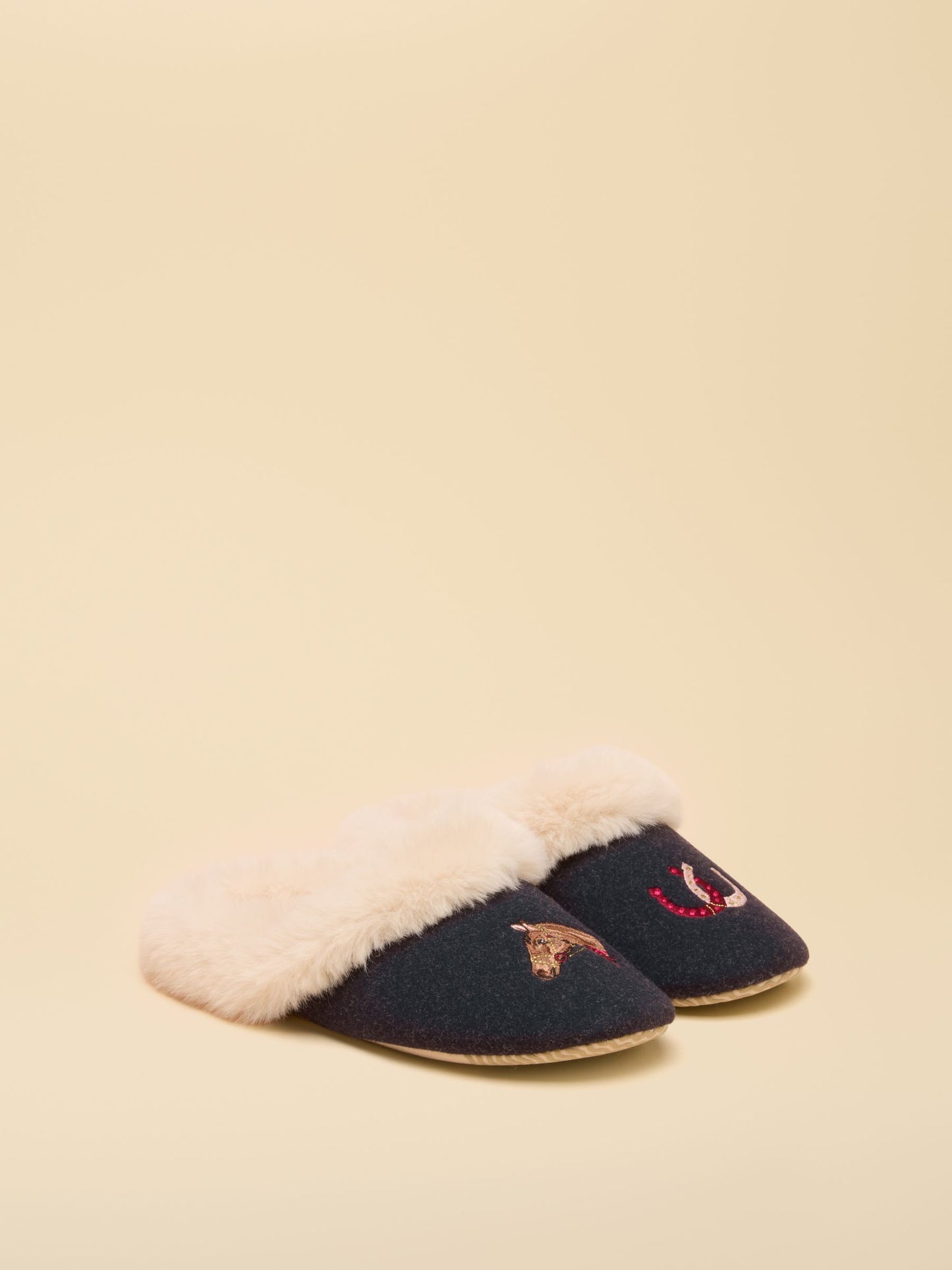 Slippet Luxe Navy Horse Slipper