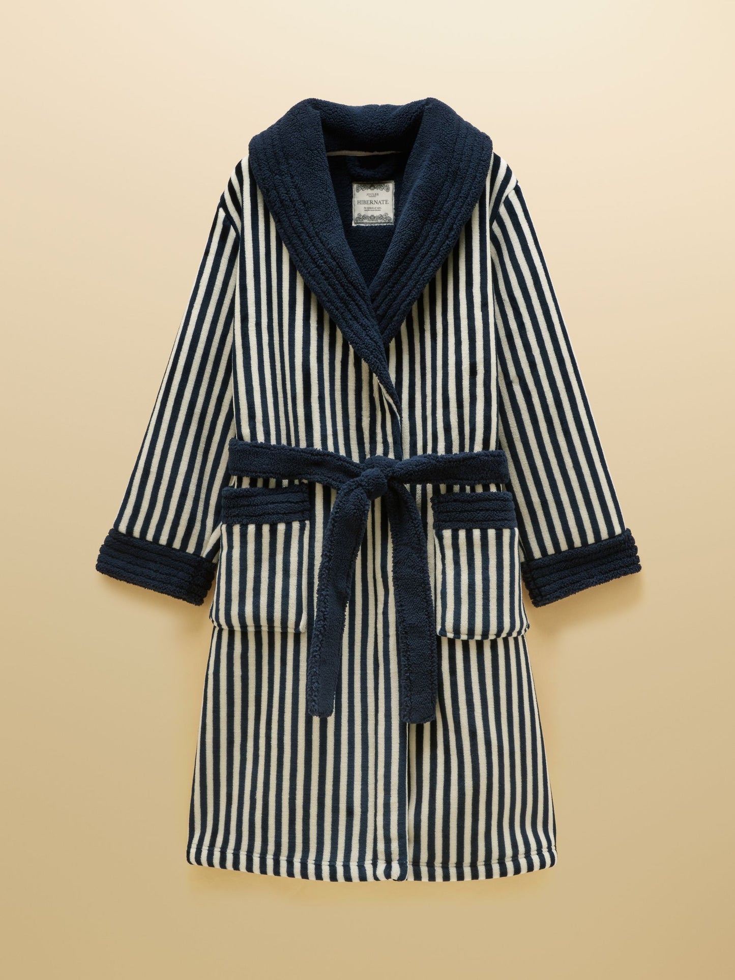 Navy & White Fluffy Fleece Dressing Gown