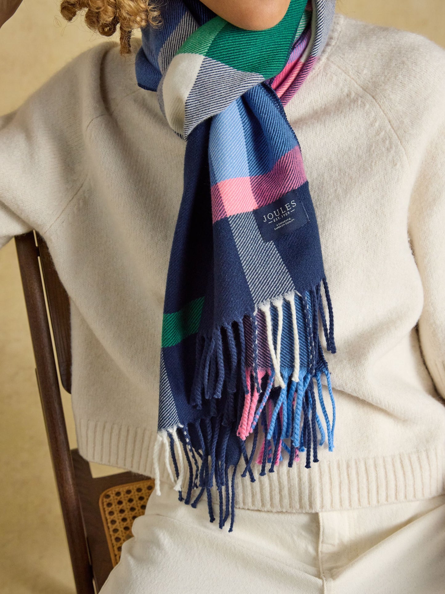 Langtree Navy & Pink Check Scarf