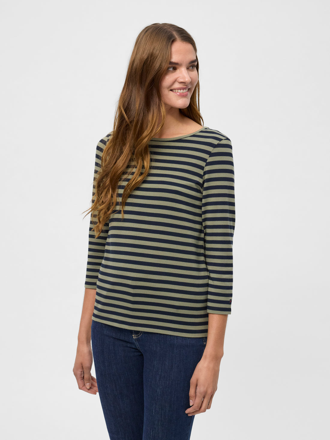 Cleo 3/4 LS T-shirt Olive Stripe