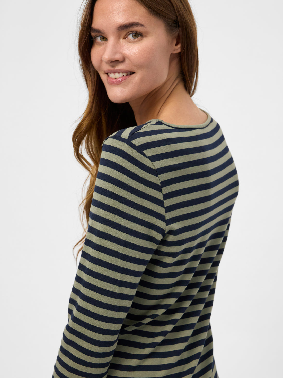 Cleo 3/4 LS T-shirt Olive Stripe