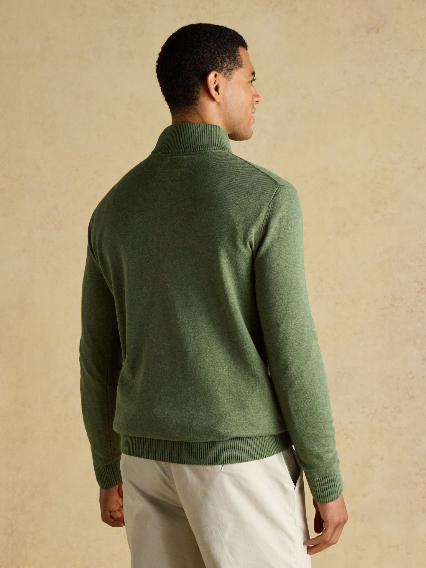 Hillside Khaki Green Quarter Zip Knitted Jumper